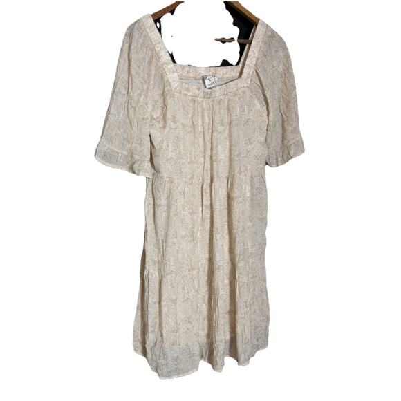 Naif Women Small Dress Boho Peasant Tan‎ Paisley Lined Cottage Core Light Beachy - Picture 1 of 9